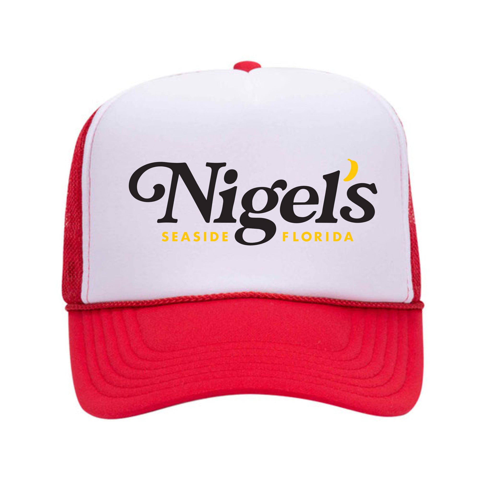 Red and white trucker hat online